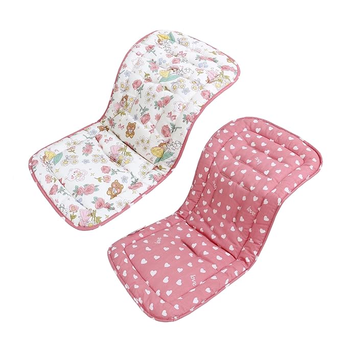 Baby Stroller Cushion,Infant Car Seat Insert-Reversible Universal Breathable and Soft Newborn Stroller Mat,100% Cotton Cover Toddler Seat Pad Liner-34x78cm,1 Pack(Pink Princess)