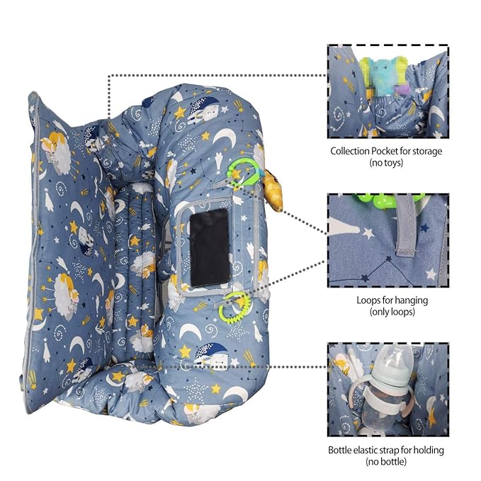 Shopping cart Cover, cart Cover for Babies, Padded high Chair Cover, Split Reversible seat Cushion, Cell Phone Pouch, Collection Pocket, Neutral for boy or Girl