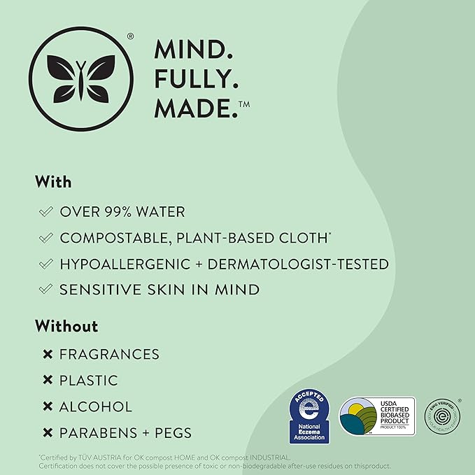 The Honest Company Clean Conscious Multi-Use Wipes | Hypoallergenic + Unscented for Sensitive Skin | Over 99% Water, Compostable, Plant Based, Baby Wipes | Pattern Play, 10 Count