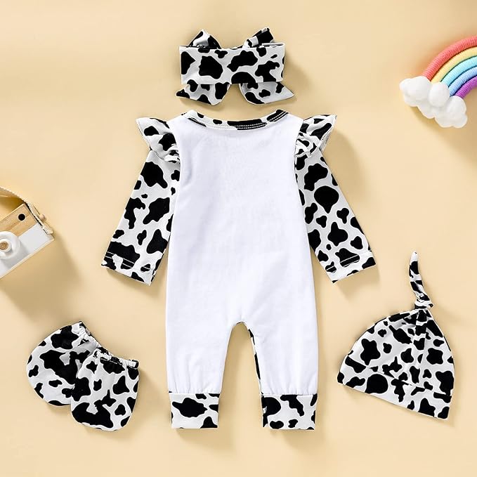 GRNSHTS Newborn Baby Girl Romper Infant Letter Print Jumpsuit Floral Bodysuit+Hat+Headband+Gloves Coming Home Clothes Outfits