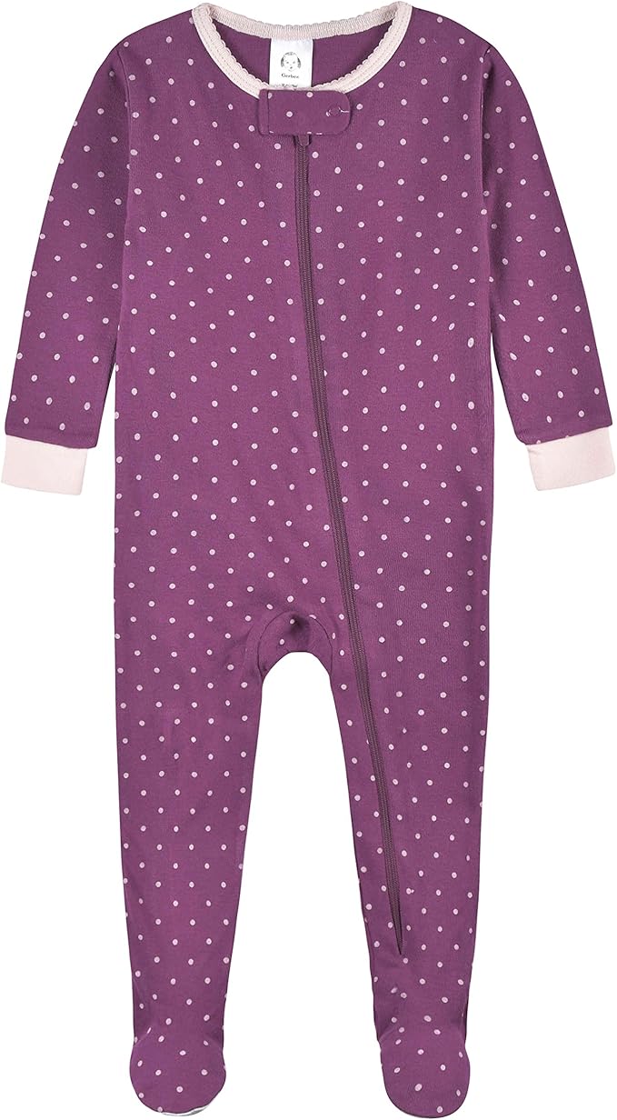 Gerber Baby Girls' 2-Pack Footed Pajamas