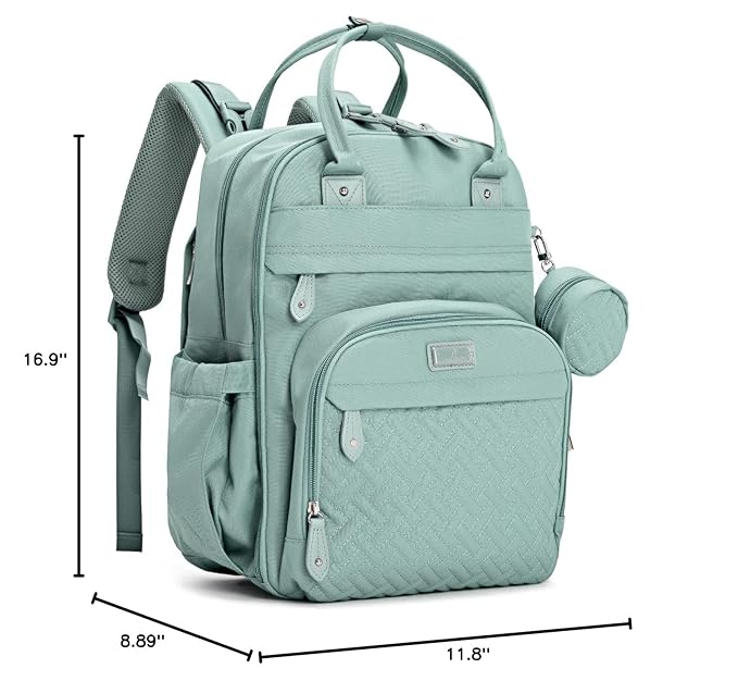 BabbleRoo Diaper Bag Backpack - Baby Essentials Travel Bag - Multi Function Water Resistant Diaper Bag, Travel Essentials Baby Bag with Changing Pad, Stroller Straps & Pacifier Case – Sage Green