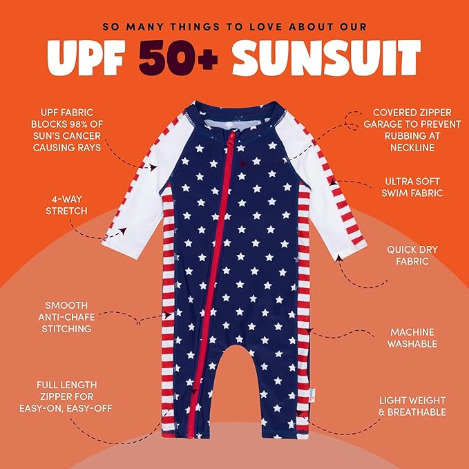 SwimZip Boys' Long-Sleeve UPF 50+ Swimsuit for Baby, Toddler, & Little Boys