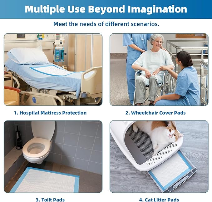 Extra Large Chucks 36"x36" Disposable XXL Heavy Duty Absorbent Elderly Adults Incontinence Bed Pads,Waterproof Thicken Puppy Pee Pad,Changing Underpads for Women and Baby[100 Pads]