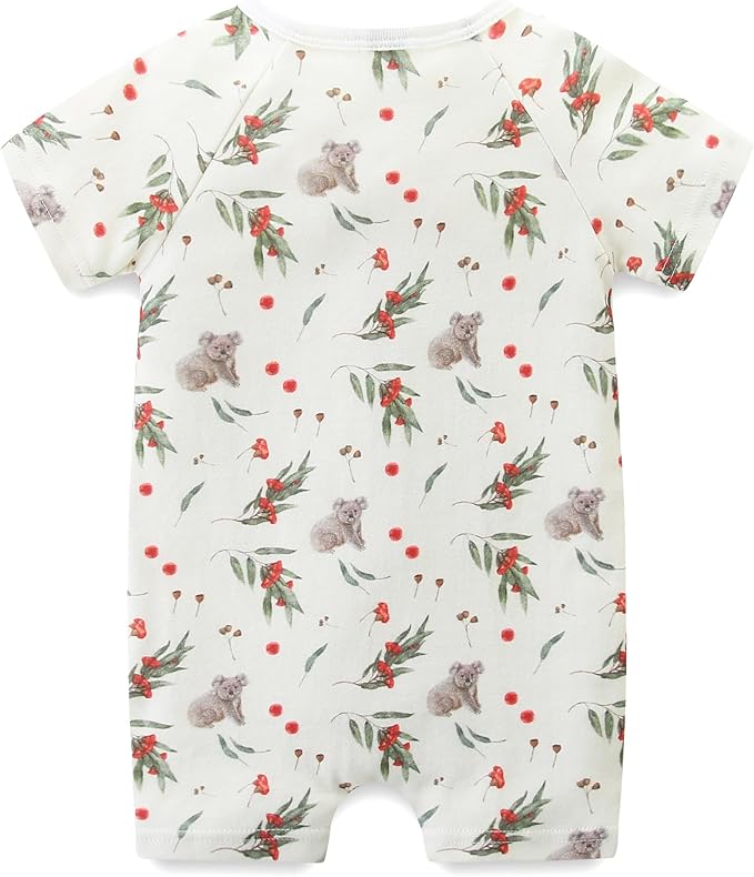 Baby Boy Girl Romper Short Sleeve 100% Cotton Bodysuit Outfits 2 Way Zipper Jumpsuit