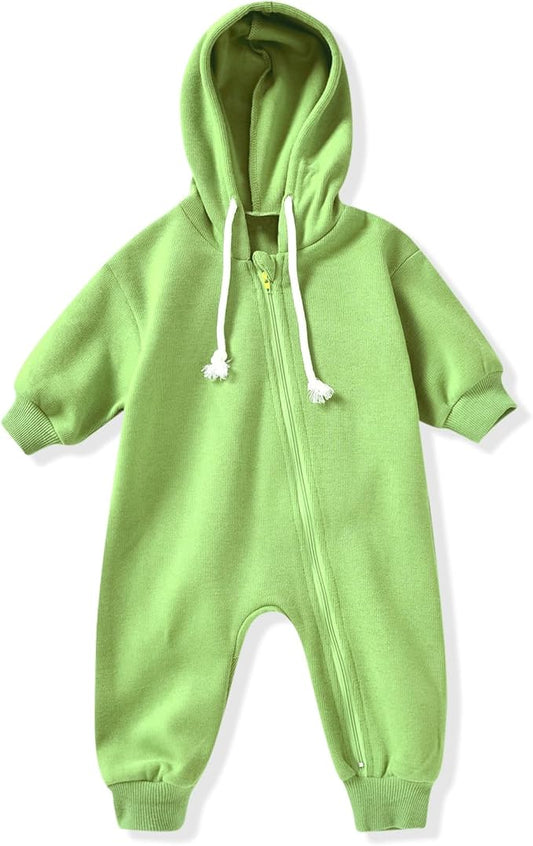 Unutiylo Unisex Baby Boys Girls Long Sleeve Infant Baby Zipper Hooded Jumpsuits Romper Loose Outfit Clothes