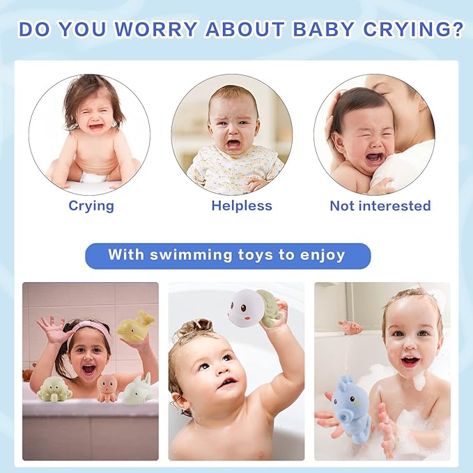 Mold-Free Ocean Animal Bath Toys 10 Pack | Sensory Water Play Toys for Babies 6-18M & Toddlers 1-3Y | Safe Bathtub Pool Float Toys | Baby Shower, Birthday