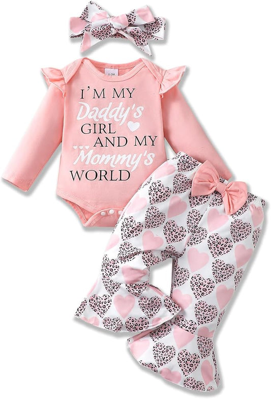 Renotemy Newborn Baby Girl Clothes Outfits Infant Romper Ruffle Floral Pants Cute Toddler Baby Girl Clothes Set