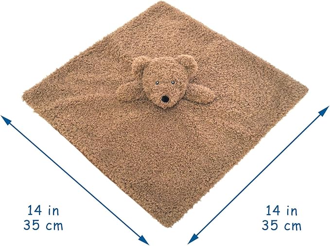 Baby Dark Brown Teddy Bear Soft Stuffed Animal Security Blanket, Plush Bear Character Lovey Blanket, Baby Shower/Nursery Gift, Newborn Infant Toddler Snuggle Blankie for Boys Girls, 14 Inches