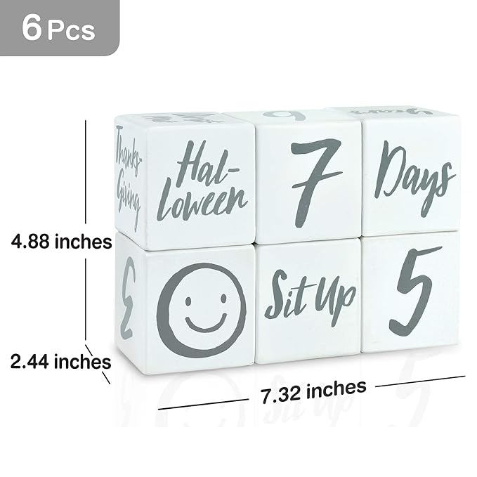 I'm Solid Wood Weekly Monthly Yearly Baby Milestone Age Blocks, Gender Neutral, Newborn Gifts & Keepsakes for Picture Props (6 Pcs/White)