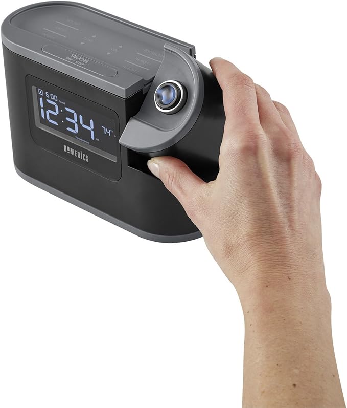 Homedics SoundSleep Recharged Alarm Clock & White Noise Sound Machine, 6-in-1 Projection Alarm Clock and Sleep Sound Machine, 8 Nature Sounds and Indoor Temperature Sensor, Auto-Off Timer