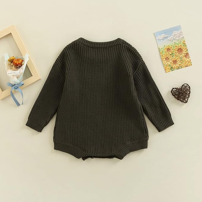 FYBITBO Baby Girl Boy Sweater Knit Oversized Pullover Sweatshirt Romper Onesie Warm Fall Winter Clothes Outfit Newborn