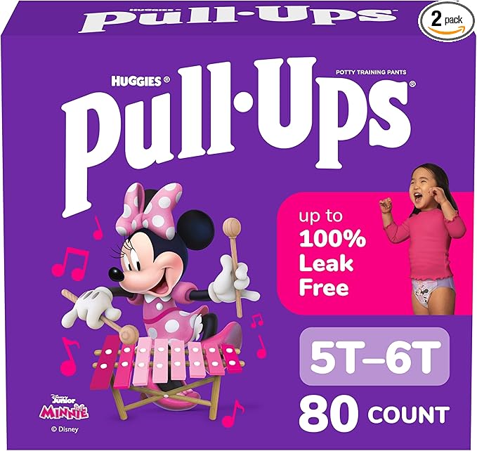 Pull-Ups Girls' Potty Training Pants, Size 5T-6T Training Underwear (46+ lbs), 80 Count (2 Packs of 40)
