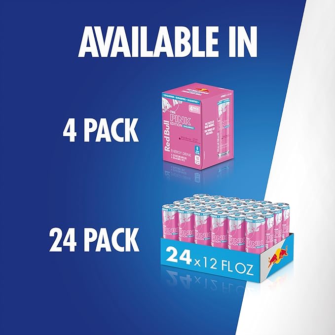 Red Bull Pink Edition Sugar Free Energy Drink, Wild Berries, 12 fl. oz., 6 x 4 Cans, Pack of 24 Cans, with 80mg Caffeine, Taurine & B Vitamins