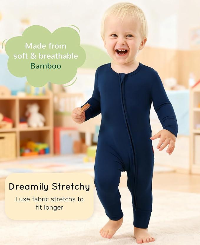 Footless Pajamas Baby Boy Girls, Viscose from Bamboo Baby Pajamas, Two Way Zipper Sleepers, Newborn Pjs