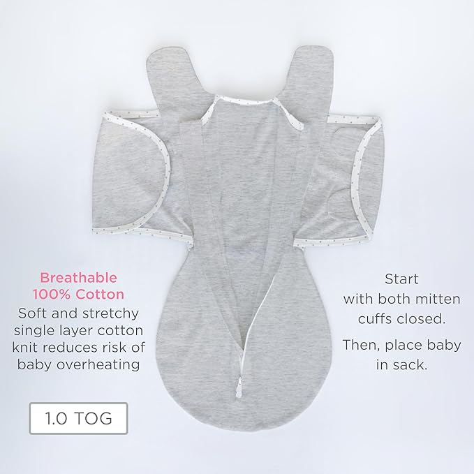 SwaddleDesigns 6-Way Omni Swaddle Sack Arms Up Swaddle for Newborn, More Options to Calm Startle Reflex, Improves Sleep