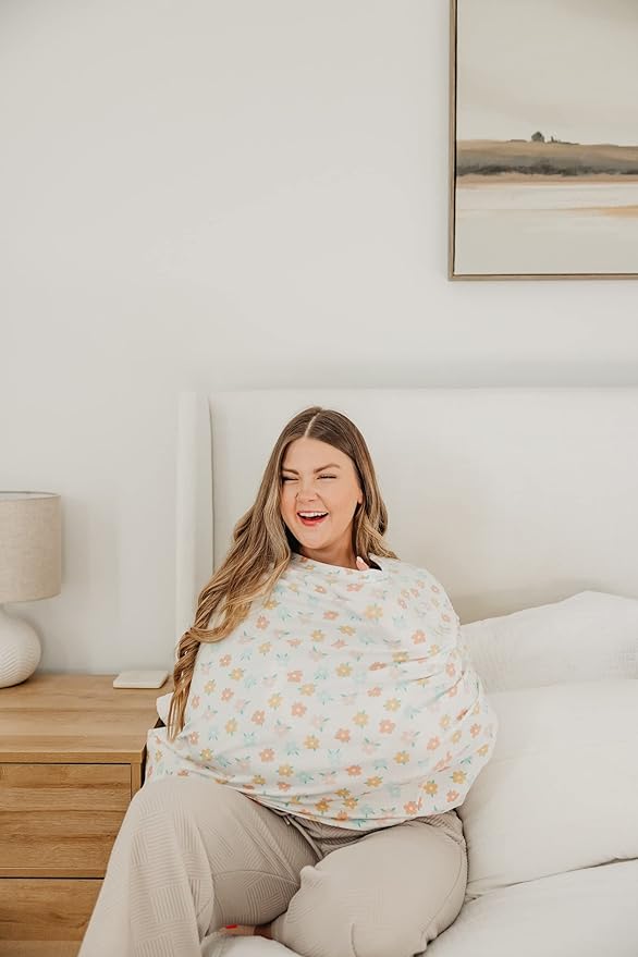 Copper Pearl Multi-Use Cover: Car Seat Covers, Nursing Cover, and Stroller Cover for Sun - Stretchy Fabric, All-Season Use, Stylish Designs, Easy Access for Moms - Daisy