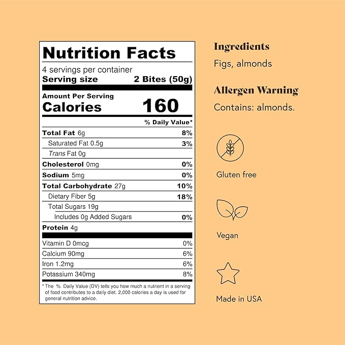 Fichi Fig and Almond Bites, a Wholesome and Delicious Gluten-Free Italian Fruit and Nut Snack, 7 Oz (Pack of 6)