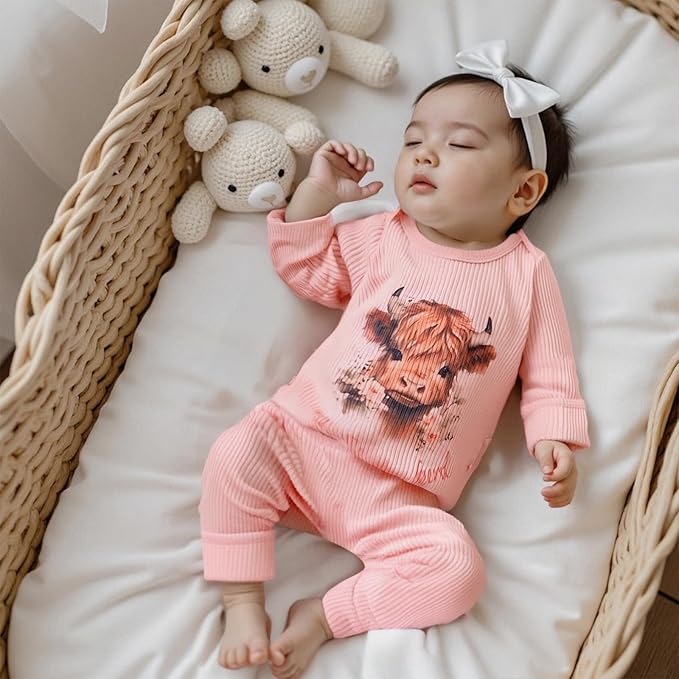 Newborn Baby Girls Rompers Knit Round Neck Long Sleeve Infant Fall Jumpsuits with Headband Coming Home Outfit