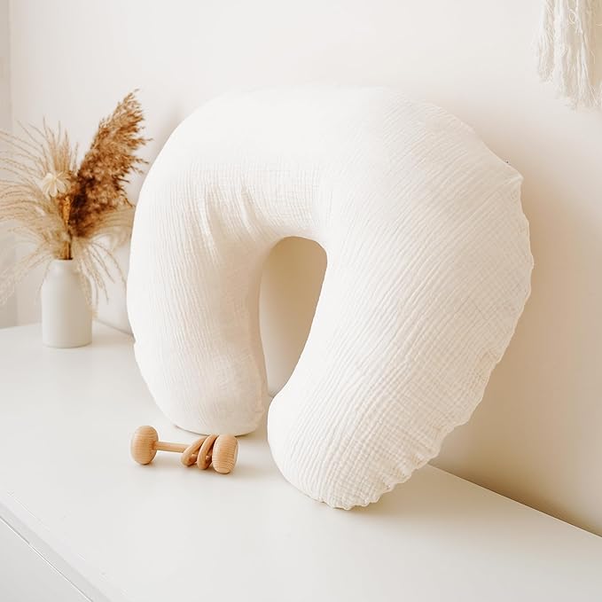 Konssy Muslin Nursing Pillow Covers, 100% Cotton Soft & Adorable Covers for Breastfeeding Pillows, Slipcovers for Newborn Baby Boys & Girls