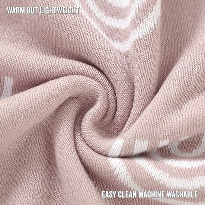 Knit Baby Swaddle Blanket for Girls - 100% Cotton Buttery Soft Cozy Receiving Swaddle Stroller Blanket for Shower Gift Registry for Newborns, Infants, Toddlers (Rainbow - Pink)