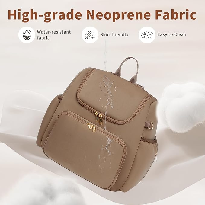 CEI-CEI Neoprene Diaper Bag Backpack Stylish Baby Maternity Bags Travel Tote for Mom with Insulated Pockets, Changing Pad, Stowable Shoulder Strap