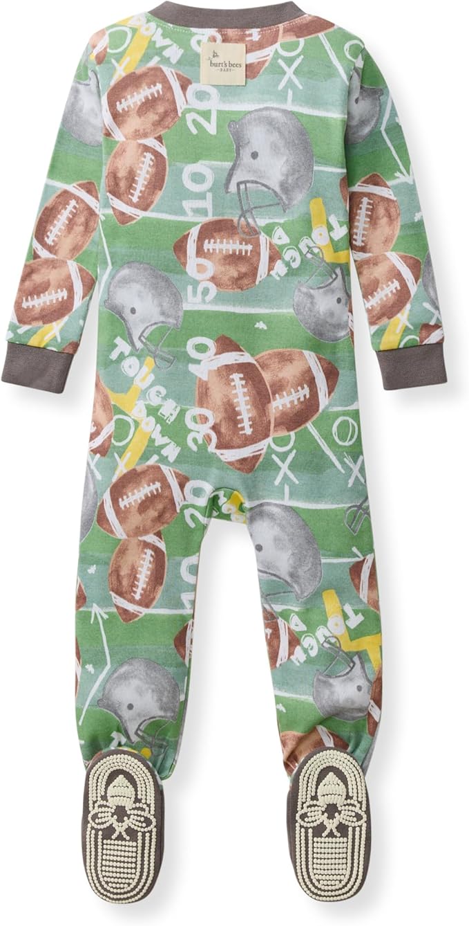 Burt's Bees Baby baby-boys Boys Sleeper Pjs, 100% Organic Cotton, One-piece Footie, Zip Up Jumpsuit, Snug Fit Pajamas