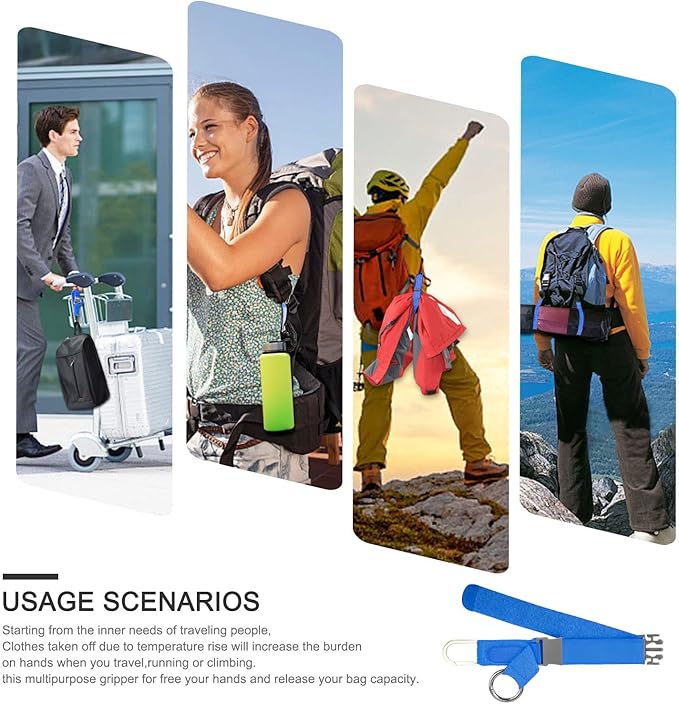 Elastic Jacket Gripper with D-Ring Hook and Buckle, ZINZ D-Ring Hook Baggage Suitcase Straps Belts Travel Accessories, Makes Your Hands Free