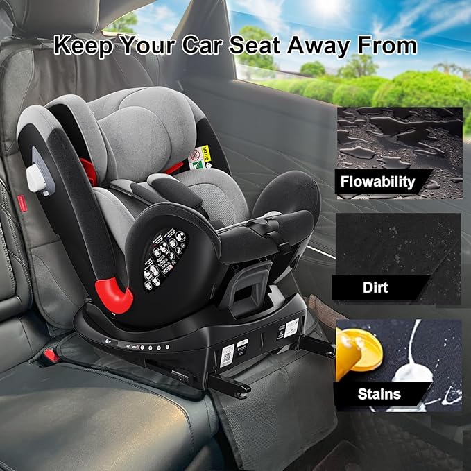 Car Seat Protector for Child,2 Pack Car Seat Cushion,Waterproof Fabric Car Seat Covers for Non-Slip Backing Mesh Pockets for Baby,Pet,SUV, Sedan and Trunk(Black)