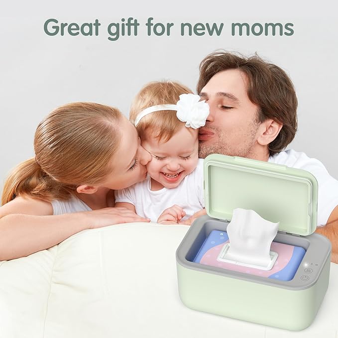 Baby Wipe Warmer, 3-Level Temperature Control, Quiet and Even Heating, Large Capacity for Diaper Changes – Green