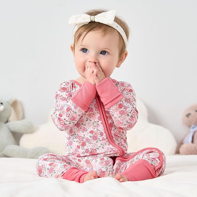 pureborn Baby Boys Girls Sleeper Snug Fit Viscose from Bamboo Pajamas 0-24 Months