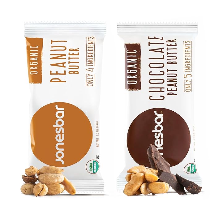 JONESBAR (Peanut Lovers, 12 Count (Pack of 1)), USDA Organic Fruit & Nut Bar, Non-GMO, Kosher, Vegan, Gluten Free, Simple Snack Bar