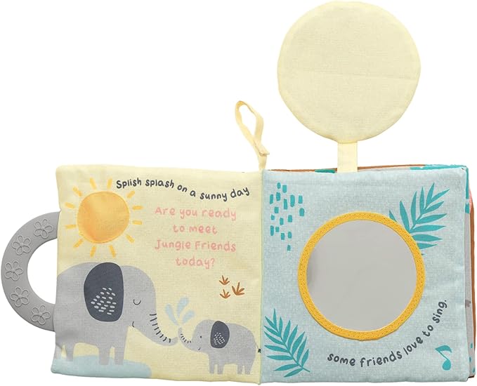 Lambs & Ivy Jungle Friends Developmental Soft Book & Elephant Plush Toy Gift Set