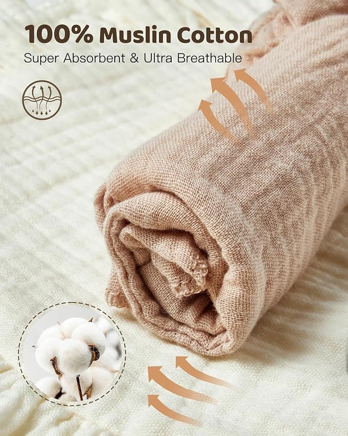 Lictin 8-Pack Muslin Baby Bibs - Bandana Drooling and Teething Bibs, Unisex Cotton