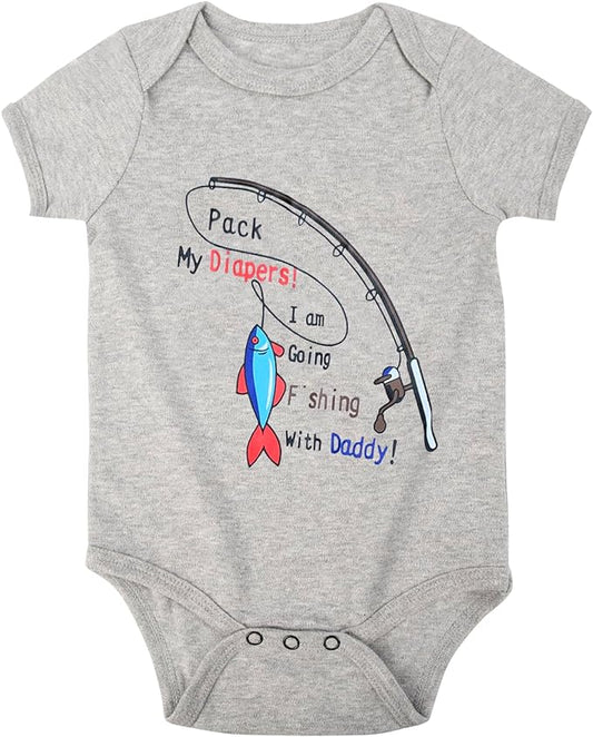 Cnins Funny Baby Bodysuit & Daddy Matching Cotton Outfit for Wild One 1st Birthday, Unisex Newborn Infant Clothes 0-24M