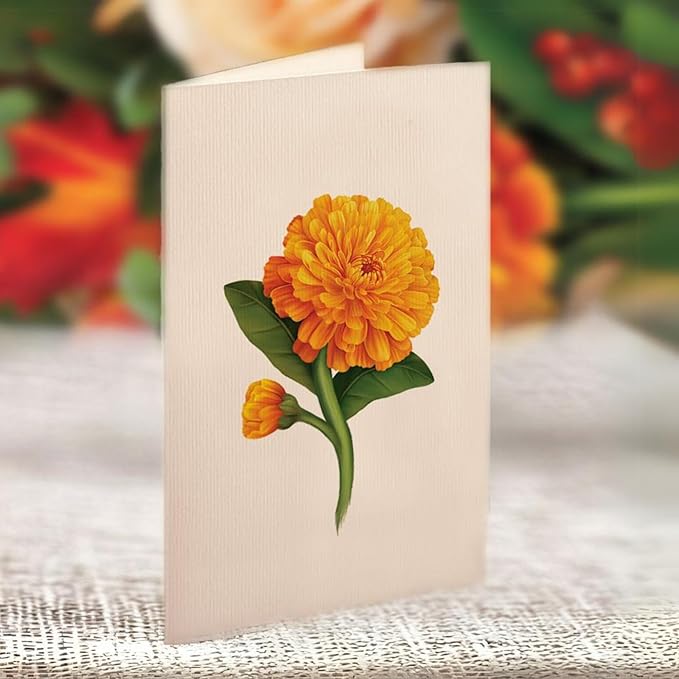 Freshcut Paper Pop Up Cards, Pumpkin Spice, 12 Inch Life Sized Forever Flower Bouquet 3D Popup Greeting Card, Autumn Cards, Birthday Card, Blank Notecard & Envelope