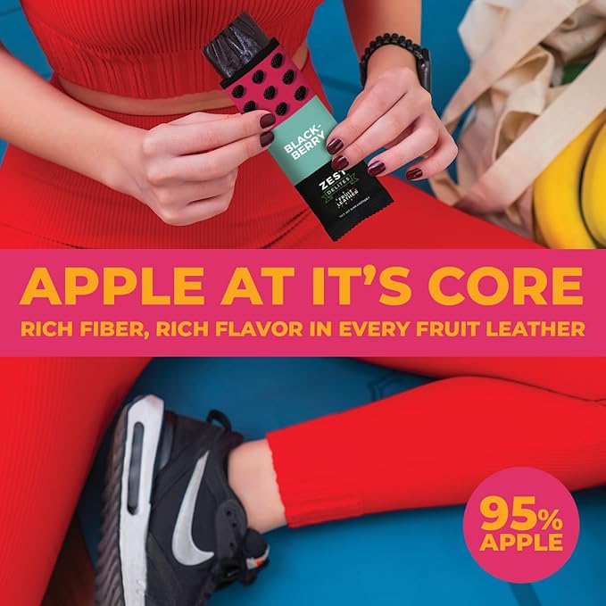 Dried Fruit Bars by Zest Delites, Fruit Leather, Healthy Snacks Pack for Adults & Kids, Lavashak, Vegan, Apple-Based Strips, Blackberry, Strawberry, 0.88 oz x 10