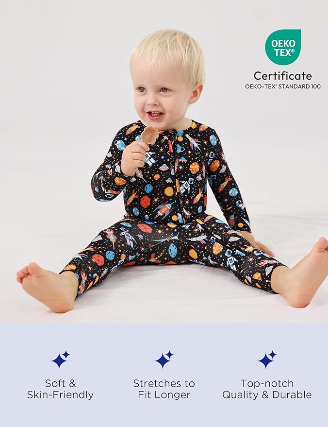 Footless Pajamas Baby Boy Girls, Viscose from Bamboo Baby Pajamas, Two Way Zipper Sleepers, Newborn Pjs