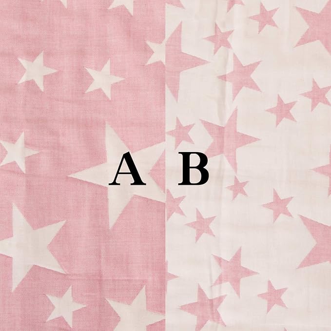 NTBAY 3 Layer Toddler Blanket, Muslin Cotton Jacquard Bed Blankets, Lightweight Thermal Baby Blanket, Super Soft and Warm Crib Blanket for All Seasons, Decoration Gift, 30"x40", Pink Star