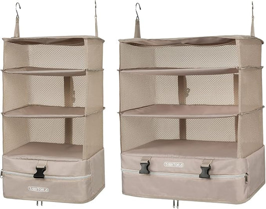 TABITORA Portable Hanging Travel Shelves Bag Packing Cube Organizer Suitcase Storage Large Capacity
