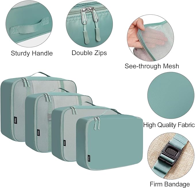 BAGAIL 8 Set Packing Cubes Luggage Packing Organizers for Travel Accessories (Dusty Teal)