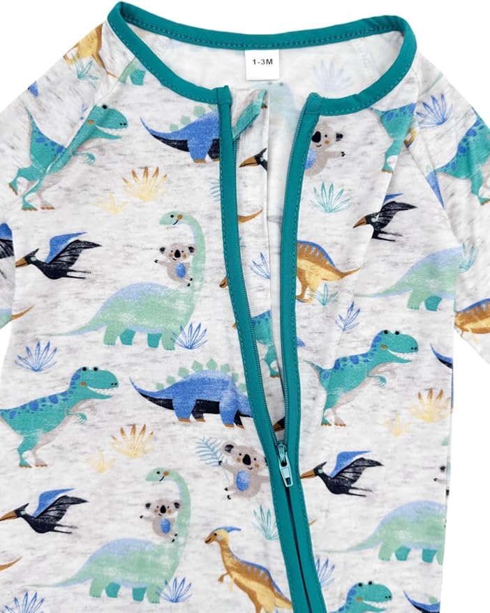 Bow Dream Bamboo Rayon Baby Boy Romper Footed Long Sleeve Footies Newborn Girl Clothes Footless with Zipper and Mitten Cuffs