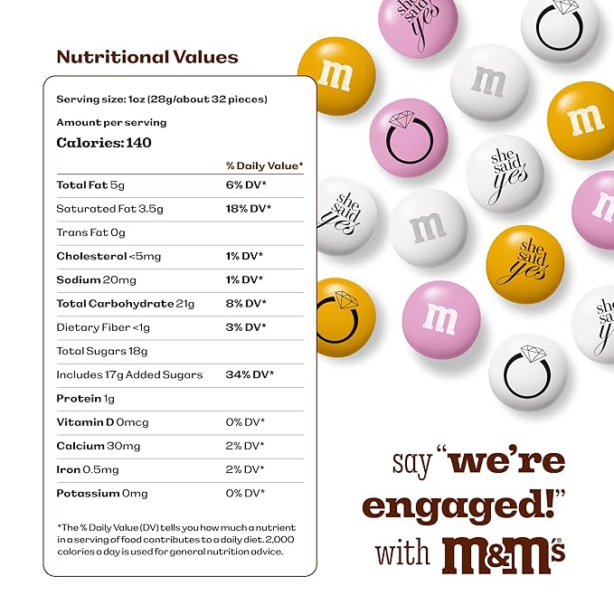 M&M’S WORLD Engagement Party M&M’S Chocolate Candy 2 lb Bag – Romantic Mix for Wedding Events, Bridal Showers, Candy Buffets, Table Decor, or Engagement Celebration Favors