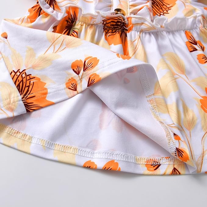 3PCS Baby Girl Clothes Ruffle Floral Shirt Tops Pants Headband Outfit Sets