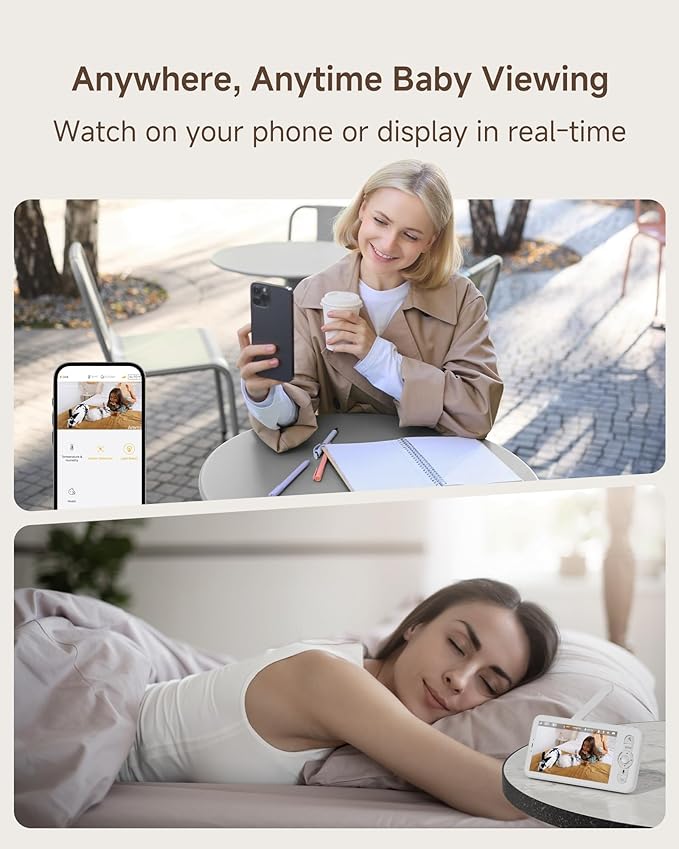 ARENTI WiFi Baby Camera Monitor B2 Kit 2025 Upgraded, 5-inch Wireless Display, Smartphone App, Encrypted Connection, Lullaby, Super Night Vision, Auto Tracking, Temp Sensor, Support Local Storage