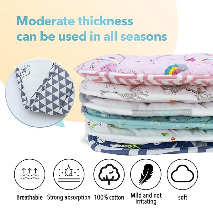 Baby Stroller Cushion,Infant Car Seat Insert-Reversible Universal Breathable and Soft Newborn Stroller Mat,100% Cotton Cover Toddler Seat Pad Liner-34x78cm,1 Pack(Lion Dinosaur)