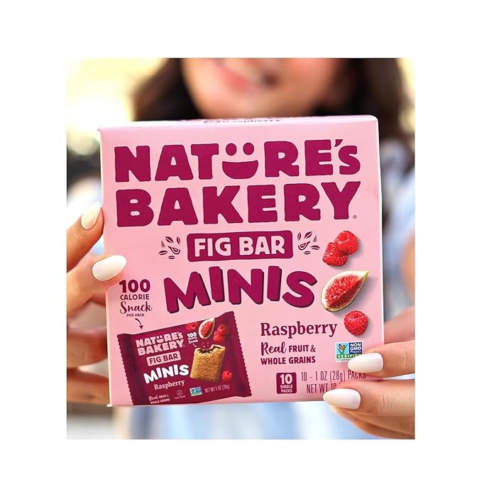 Nature's Bakery Fig Bar Minis, Raspberry, Whole Grain, Vegan Friendly, Kosher, Non-GMO, 10 Ounce (Pack of 6)