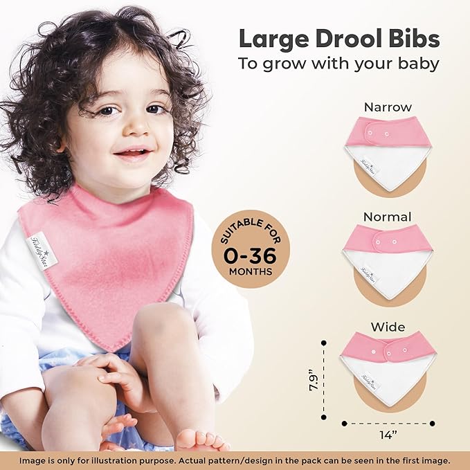 Organic Cotton Baby Bibs for Boys, Girls - Soft Drooling and Teething Bibs - Absorbent, Adjustable Bib for Toddlers