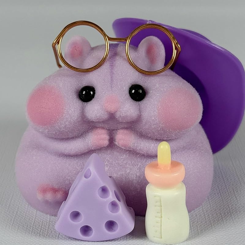 Handmade Taba Squishy Hamster Toy, Cute Squishy Hamster Fidget Toy, Realistic Hamster Toy, Soft Silicone Mochi Furry Toy, Stress Relief Gift for Adults & Kids, Sensory Anxiety Plushie (Purple)