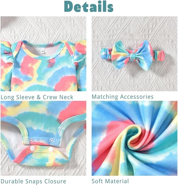 Aalizzwell Preemie Newborn Infant Baby Girls Clothes Ribbed Romper Bodysuit Pants Set Fall Winter Outfits